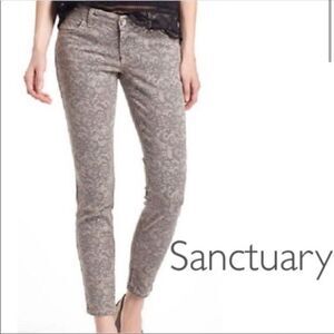 Sanctuary Gray Lace Print Skinny Jeans